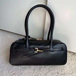 Mango East West LEATHER BOWLING BAG WITH BUCKLE Brand New with Tag